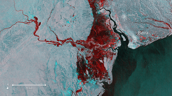 SAR allows an understanding of a flood event in real-time from Space 
